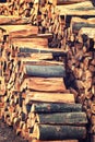 Wood Stack of chopped firewoods prepared for winter Royalty Free Stock Photo