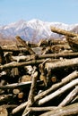 Wood stack on the mountains Royalty Free Stock Photo