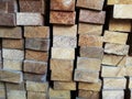 Wood stack Stacked together cross section Nature cut into pieces for decorating work or Structure Royalty Free Stock Photo