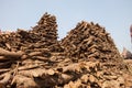 Wood stacked for burning at Manikarnika Ghat