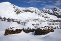 Wood stacks in the snow