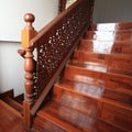 Wood staircase with parquet floor Royalty Free Stock Photo