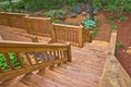Wood Stairway to Landscaped Yard Royalty Free Stock Photo