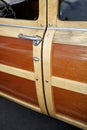Wood station wagon door handle Royalty Free Stock Photo