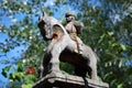 Wood statue representing a horserider