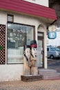 Wood Statues on the street in Nozawa-Onsen, Japan. Yuzawa is popular about hot springs and good snow. In summer time, internationa