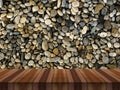 Empty top shelves or table wood on stone background For product and some thing Royalty Free Stock Photo