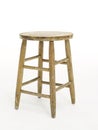 Wood stool on white floor Royalty Free Stock Photo
