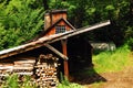 Wood storage of a rustic sugar house Royalty Free Stock Photo