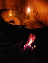 Wood stove. Cooking meals with Clay pots. traditional kitche