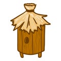 Wood stump beehive icon, hand drawn style