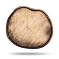 Wood stump or wooden log isolated on pure white background. Top view of tree stumps and blank surface for design.  Clipping path Royalty Free Stock Photo