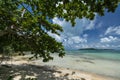 Wood swing on beach in koh ta kiev island cambodia Royalty Free Stock Photo