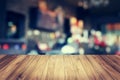 wood table and blur cofee shop