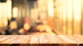 Wood table top Bar with blur light bokeh in dark night cafe,restaurant Royalty Free Stock Photo