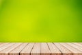 Wood table top on blur green abstract background from nature Royalty Free Stock Photo