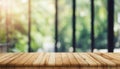 Wood table top on blurred interior blurred people meeting in coffee shop cafe co-working space Ready used us display or montage