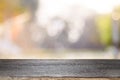 Wood table top on bokeh abstract background. Royalty Free Stock Photo