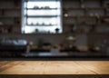 Wood table top counter of cafe or kitchen shop Royalty Free Stock Photo