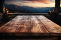 Wood table top on a kitchen room backdrop for showcasing products or visuals Royalty Free Stock Photo