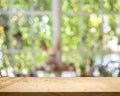 Wood table top white garden bokeh background Royalty Free Stock Photo