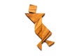 Wood tangram puzzle in danicing man shape