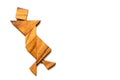 Wood tangram puzzle in danicing man shape