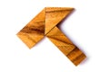 Wood tangram puzzle in hammer shape on white background Royalty Free Stock Photo