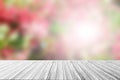 Wood terrace and Blurred Beautiful Flower Royalty Free Stock Photo