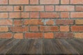 Wood terrace and Red Brick wall texture Royalty Free Stock Photo