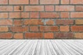 Wood terrace and Red Brick wall texture Royalty Free Stock Photo