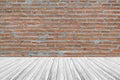 Wood terrace and Red Brick wall texture Royalty Free Stock Photo