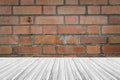 Wood terrace and Red Brick wall texture Royalty Free Stock Photo