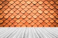 Wood terrace and Tile roof texture vintage style Royalty Free Stock Photo