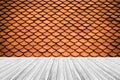 Wood terrace and Tile roof texture vintage style Royalty Free Stock Photo