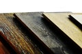 Wood texture floor Samples of laminate and vinyl floor tile on w Royalty Free Stock Photo