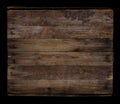 Wood texture isolated on black. Blank weathered rustic wood background from old planks Royalty Free Stock Photo