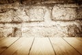 Wood Texture on Old vintage brick wall for Background. Royalty Free Stock Photo