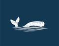 Wood texture whale swim on sea vector illustration