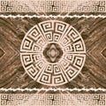 Wood textured greek border seamless pattern. Abstract ornamental wooden background. Repeat geometric backdrop. Greek key meanders