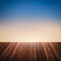 Wood textured on the sun set background Royalty Free Stock Photo