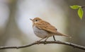 Wood Thrush & x28;Hylocichia Mustelina& x29; perched on a limb