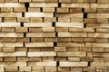 Wood timber construction material background and texture. Stack