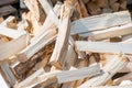 Wood timber construction material Stock in warehouse. Royalty Free Stock Photo