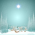 Wood town in the winter forest christmas background