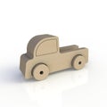 Wood toy car isolated on white background. Side view. Royalty Free Stock Photo