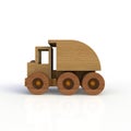 Wood toy car isolated on white background. Side view. Royalty Free Stock Photo