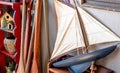 Wood toy sail boat at a antique shop Royalty Free Stock Photo