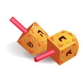 Wood traditional dreidel icon, realistic style