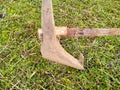 wood traditional plough tool in the garden texture Royalty Free Stock Photo